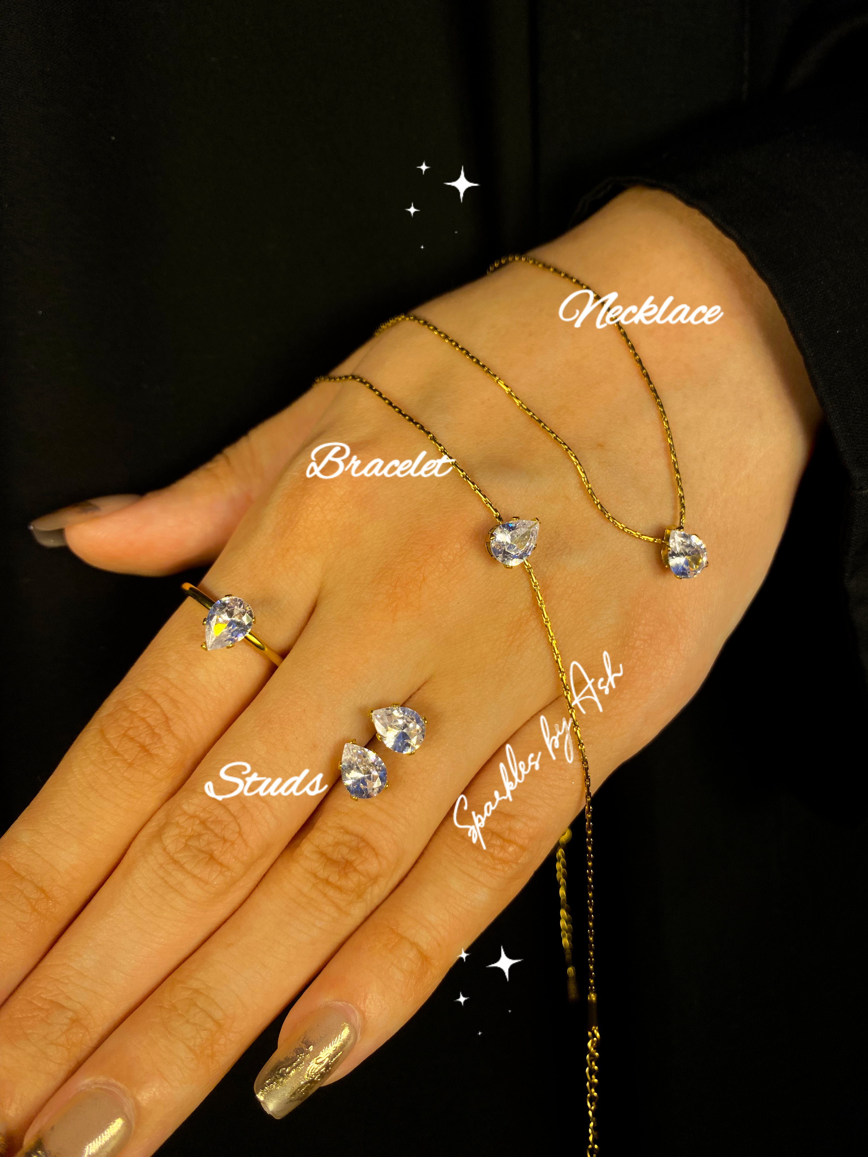 Minimal diamond Set 🎀 (silver stone 💎)