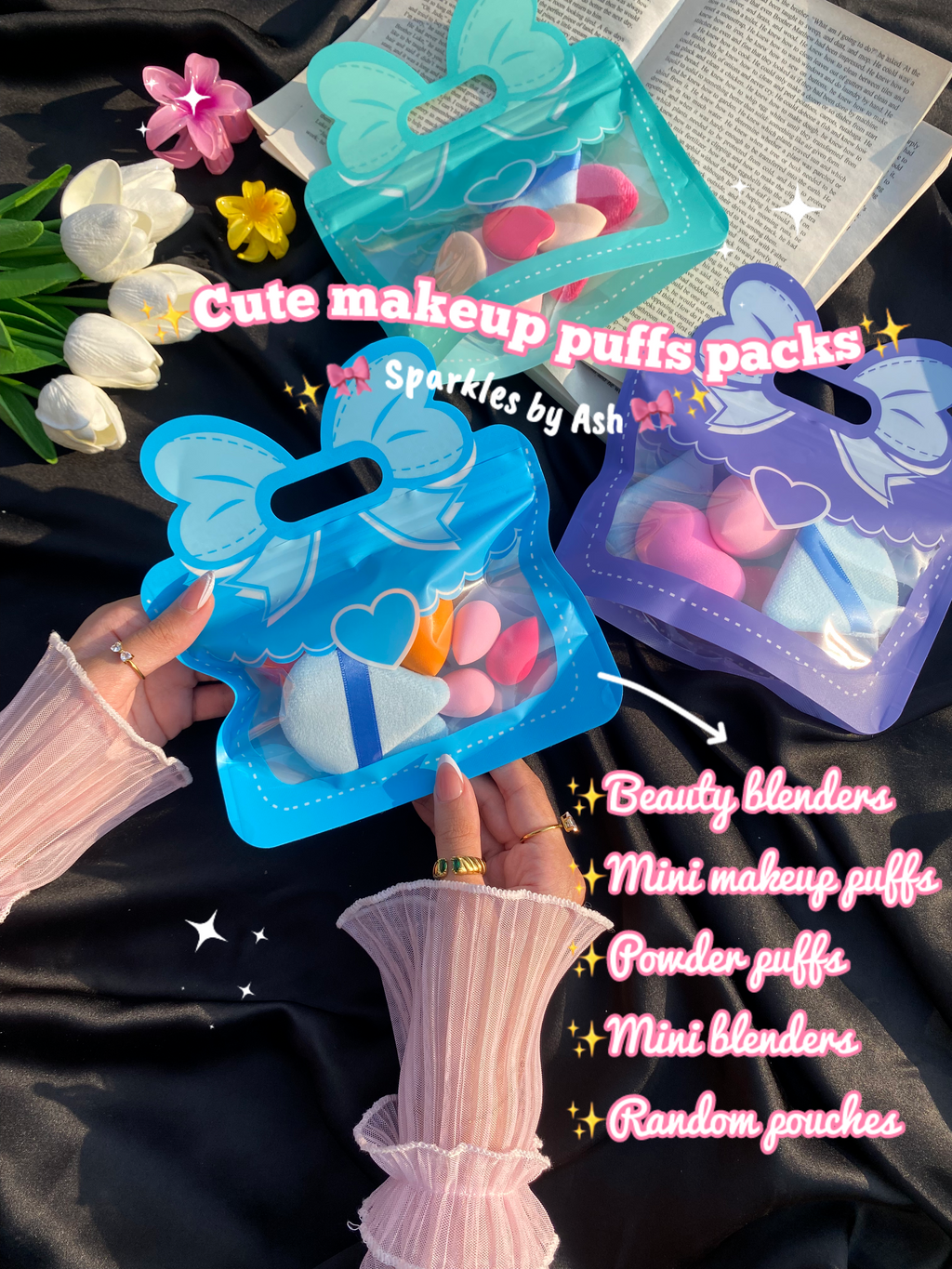 Cute Makeup puffs pouches 💕