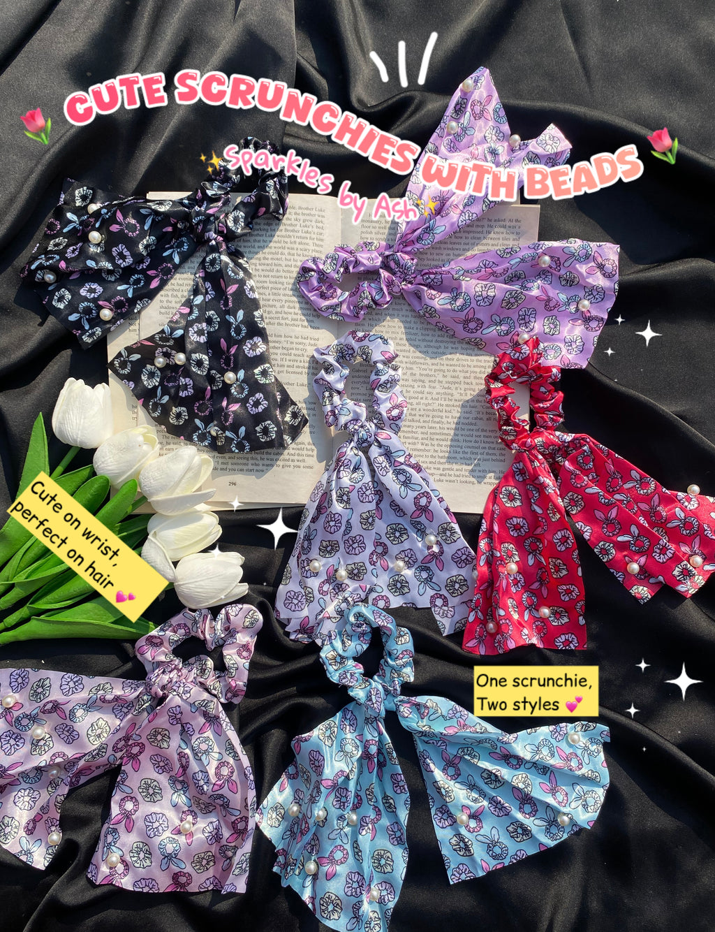 Cute scrunchies with beads 💕